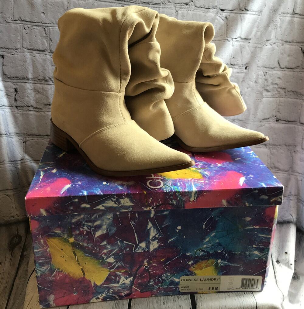 Chinese Laundry Winner Suede Boots Beige Women’s 5.5 M New In Box